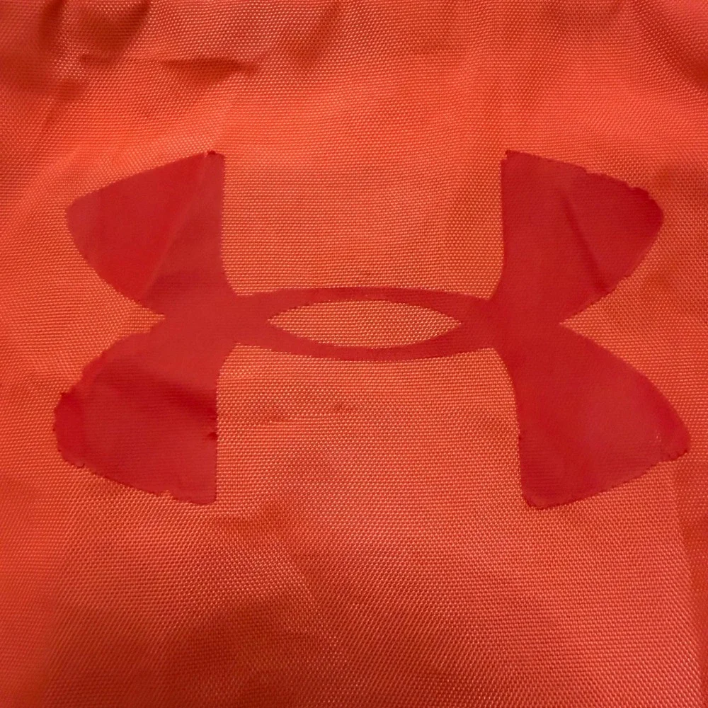 Under Armour Ozsee Sackpack Neon Orange Gray Drawstring‎ Gym Bag Cinch Sack